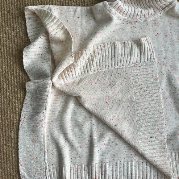 Ann Taylor Loft Flecked Pull over Cream Base Turtleneck Poncho Size M/L NWT - Picture 8 of 12